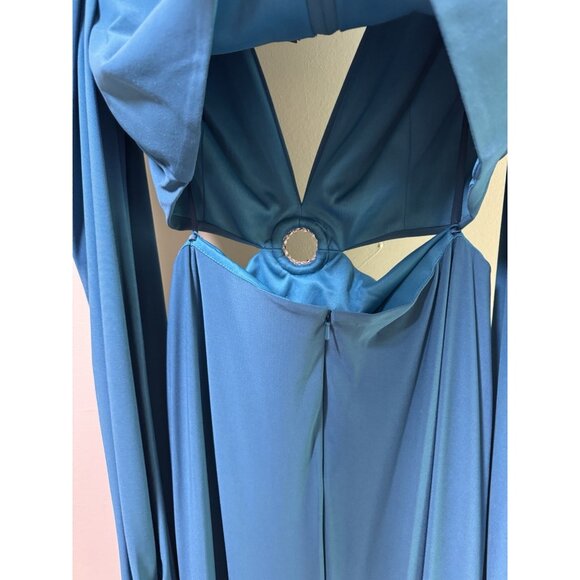 Mac Duggal 26727 Ocean Blue Long Sleeve Formal Evening Dress - Picture 6 of 8